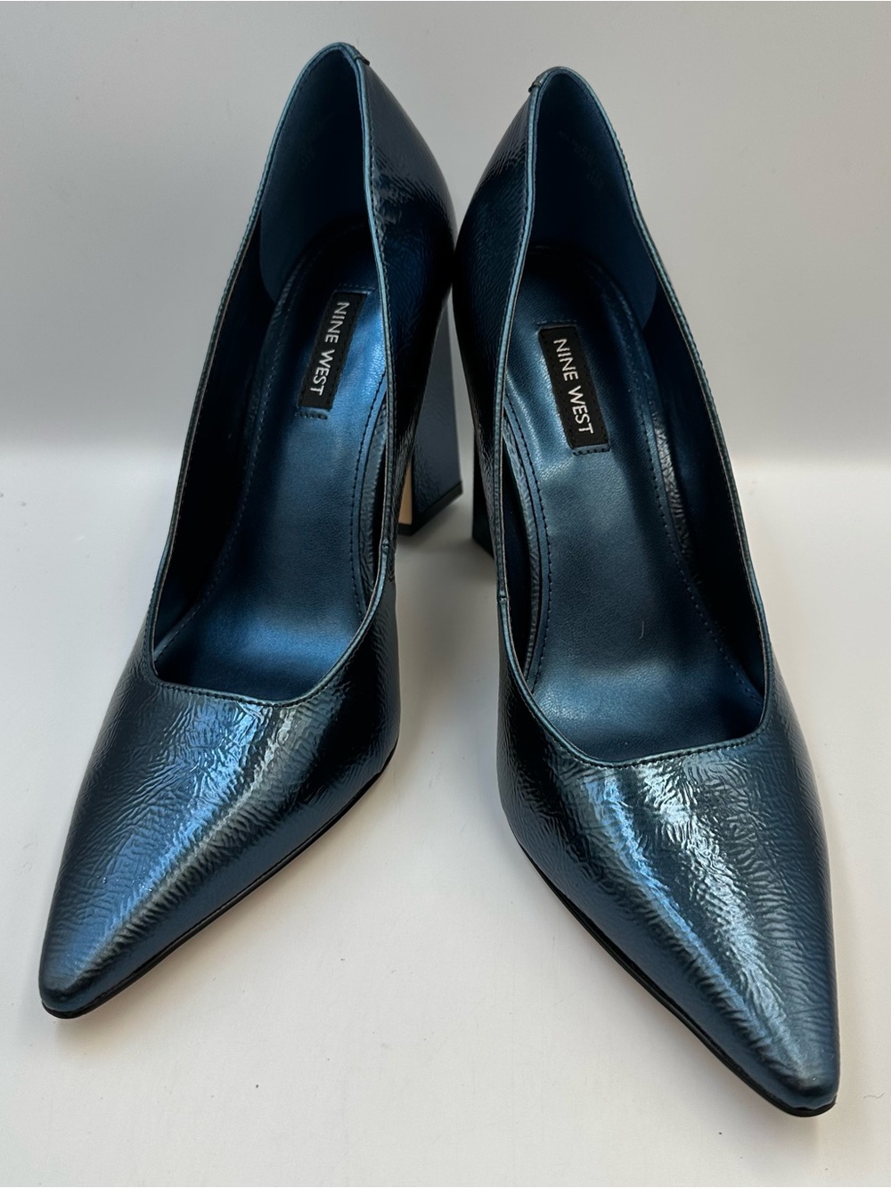 Nine West Tamant 3 Dark Blue Pump Texture Pointed Toe Metallic Womens 9M